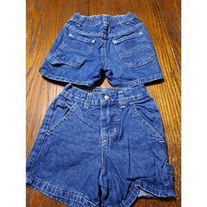 New 3T Two Pairs Faded Glory Cotton Denim Blue Jean Shorts Pockets Belt Loops